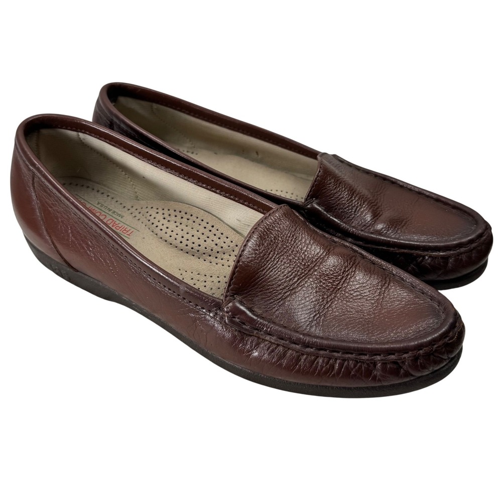 SAS Tripad Comfort Loafers‎ Women 7.5 Brown Leather Wedge Slip On Shoes Comfort